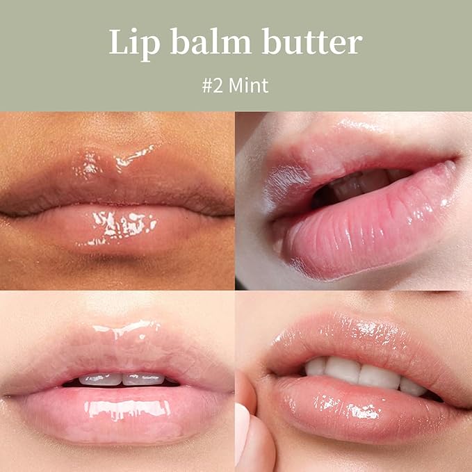 4 Flavors Lip Glossy Butter Balm Lip Tint Hydrating Lip Gloss Ultra-Hydrating & Nourishing Lip Care with Natural Ingredients (02# Mint)