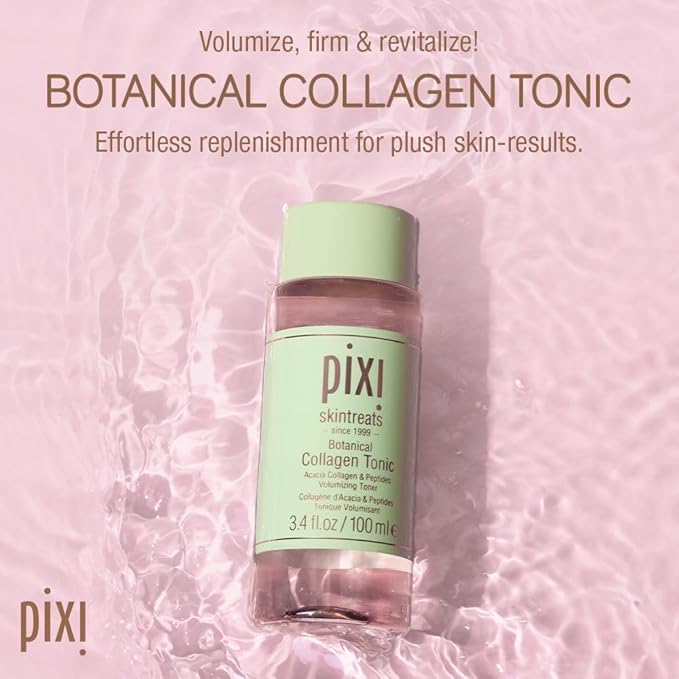 Pixi Botanical Collagen Tonic, Volumizing & Hydrating Toner, Enhanced with Peptides & Botanicals to Firm & Revitalize, Alcohol-Free Daily Moisturizing Toner, 100 ml / 3.4oz