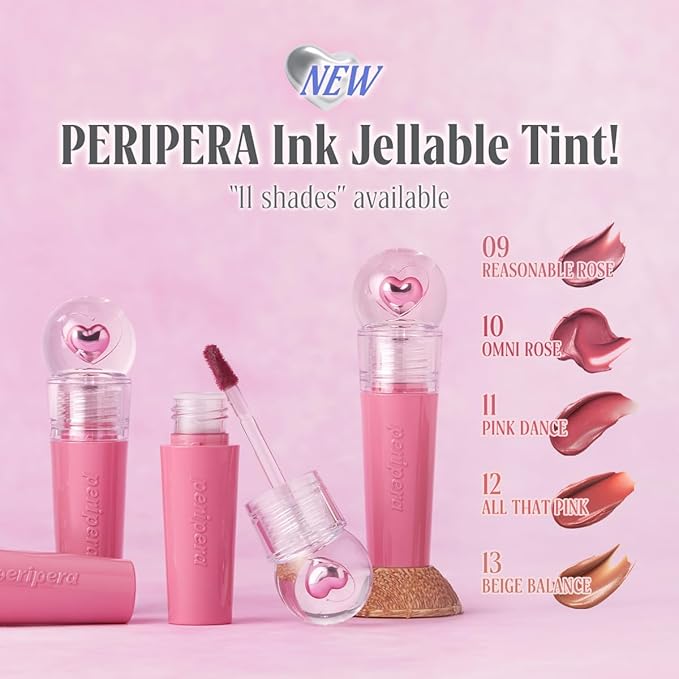 Peripera Ink Jellable Tint, Lip Stain, Korean Lip Tint, High Pigment Color, Longwear, Weightless, Moisutizing, Hydrating (012 All That Pink)