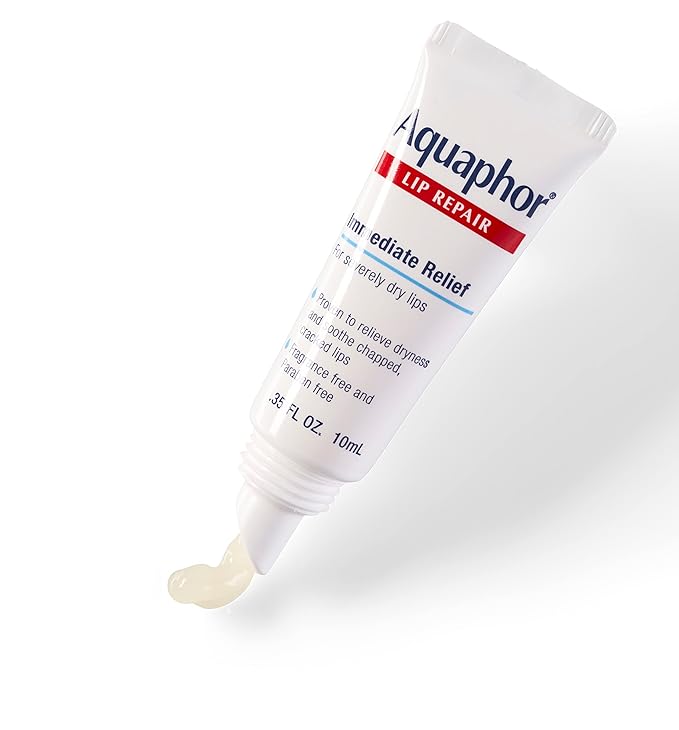 Aquaphor Lip Repair Ointment - Long-lasting Moisture to Soothe Dry Chapped Lips - .35 fl. oz. Tube,(Pack of 2)