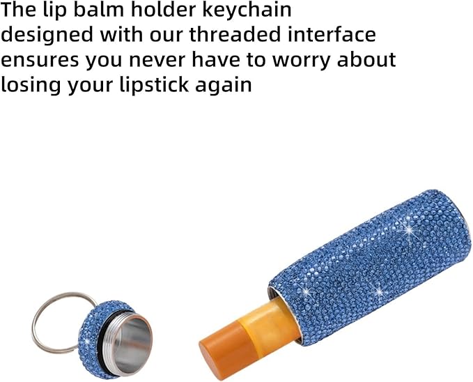 Chapstick Holder Key Chain 2Pcs Lip Balm Gloss Holder Keychain Bling Lipstick Case for Purse Portable Metal Chap Stick Organizer Cute Key Chain Accessories for Women (Sliver)