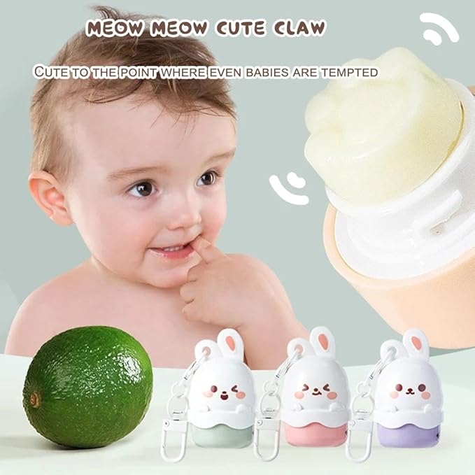 Cute Little Rabbit Lip Balm for Children,Anti-Dry Anti-Crack Moisturizing Lip Gloss,Natural Ingredients Lipsticks Lip Care Products,Fruit Flavored Lip Stick for Kids