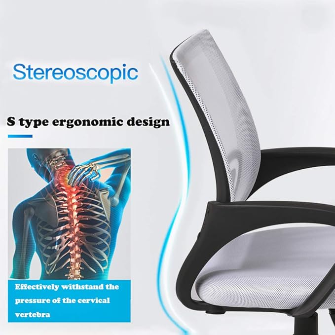 BestOffice Office Chair Mid Back Desk Chair1 Ergonomic Mesh Computer Gaming with Larger Seat, Executive Height Adjustable Swivel Task with Lumbar Support Armrest for Women Adults Women, Men White