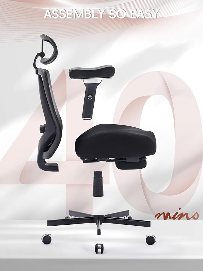 Big and Tall Office Chair 700lbs, Ergonomic Desk Chair with W Wide Thick Cushion, Executive Mesh Office Chair with Adjustable Headrest, Lumbar, Footrest, 4D Armrest Computer Task Chairs for Nap, Black