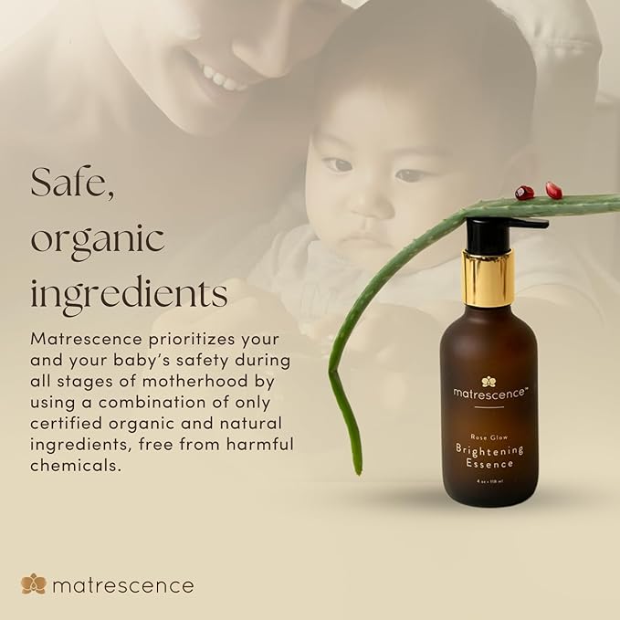 Matrescence Rose Glow Brightening Essence Face Serum & Toner (4oz/118ml) | Spa-Quality Facial Treatment | Pregnancy-Safe Skincare Made for Mom | Daily for Hormonal Skin