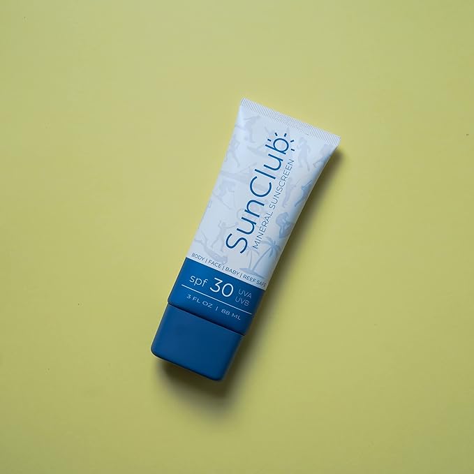SunClub Natural Mineral Sunscreen with Zinc, Clear Sunblock, SPF 30, Water Resistant, Chemical-Free, Broad Spectrum UVA/UVB, Baby Safe, Reef Safe, Face and Body Safe, Made in USA, 3 oz.