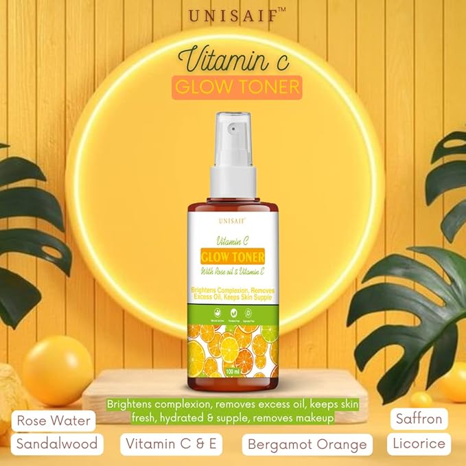 Vitamin C Toner for Face – Vitamin C Glow Sensitive Skin Toner | Facial Toner for Brighter Smoother Skin | Face Toner for Women & Men (3.38Fl oz 100 ml)