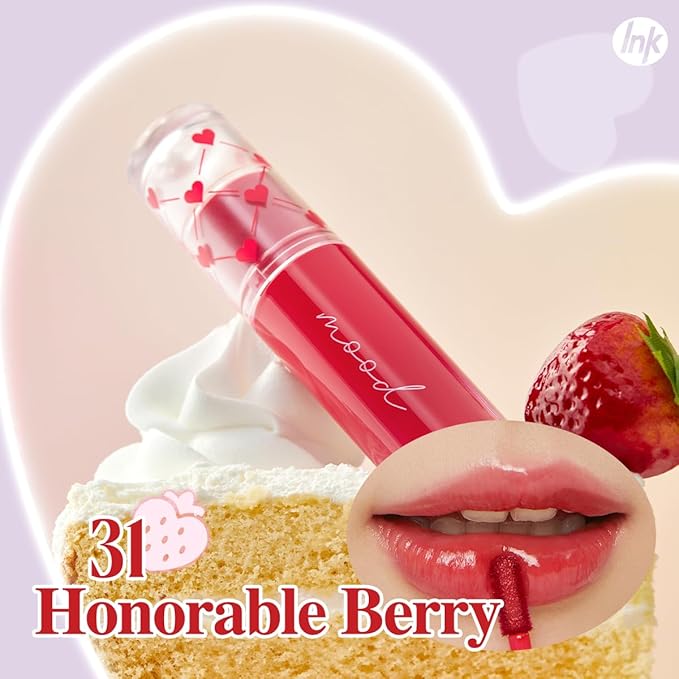 Peripera Ink Mood Glowy Tint | Lip-Plumping, Naturally Moisturizing, Lightweight, Glow-Boosting, Long-Lasting, Comfortable, Non-Sticky, No White Film (031 HONORABLE BERRY)