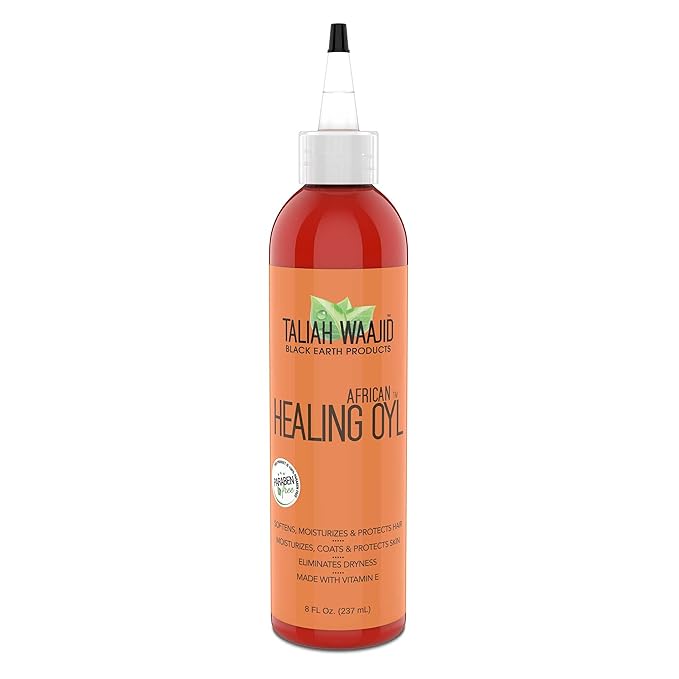 Taliah Waajid Black Earth Products African Healing Oyl | Total Body Oil | Softens, Moisturize, Coats, and Protects Hair & Skin | Infused with Vitamin E, Olive Oil, and Sunflower Oil- 8oz (T128)