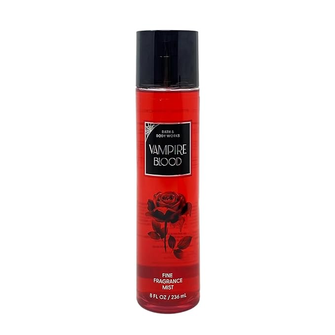 Bath & Body Works Holiday Special VAMPIRE BLOOD 3 Piece Bundle - Fragrance Mist - Body Cream - Shower Gel - with a Charcoal Scrub Bar Soap
