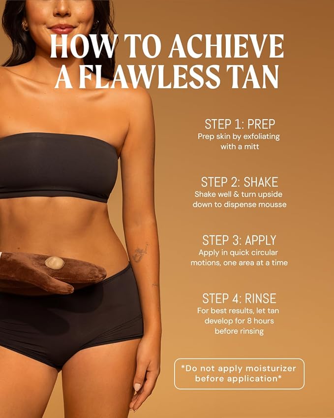 Medium Tanning Mousse 7oz - Made in the USA - Streak-Free, Fast-Absorbing, Lightweight, Vegan, Sunless Tanner for All Skin Types