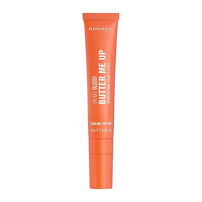 Rimmel London Oh My Gloss Butter Me Up Lip Butter Balm 006 Coral Breeze, Hydrating Lip Balm, Tinted Lip Balm, Lip Care, Hydration, Nourishing, Squalene