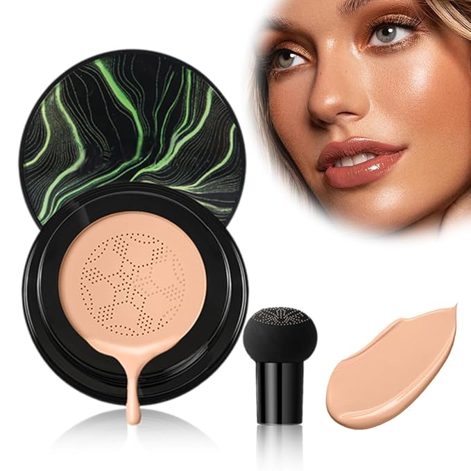 Makeup Foundation for Older Women, 2026 New Mushroom Head Airs Cushion CC Cream, BB Cream Makeup Foundation for Mature Skin Moisturizing Concealer Brighten Long-Lasting Even Skin Tone (2Pcs Brown)