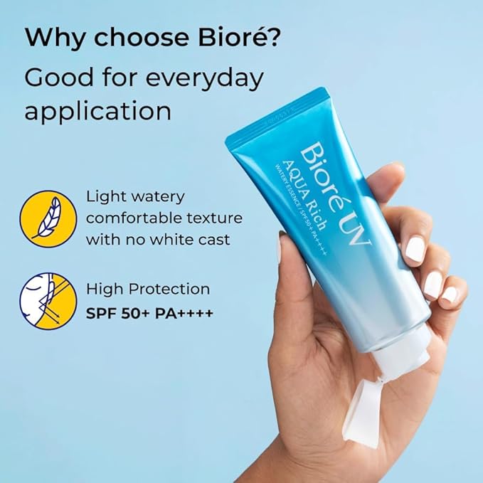 Japanese Sunscreen UV Aqua Rich Watery Essence SPF 50+ PA++++ – Lightweight Water-resistant Based UV Protection Essence for Face & Body,Oil-Free, Non-Greasy,Sensitive Skin Safe, Fragrance-Free (3)