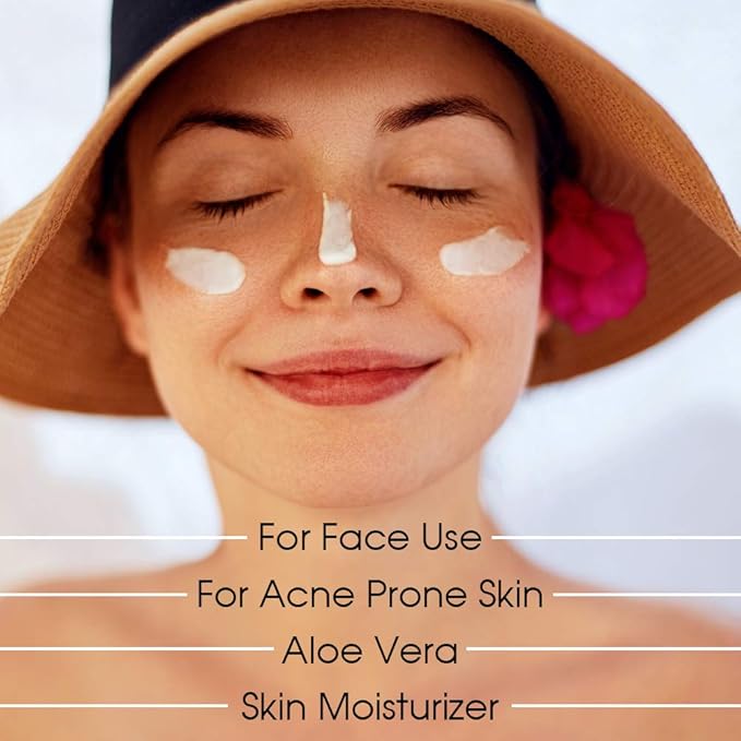 Sunscreen Moisturizing Face & Body Lotion (SPF 75) w/Aloe Vera for Cooling Sensation | Works with Acne Prone Skin | UVA UVB Protection Sunblock | 3oz