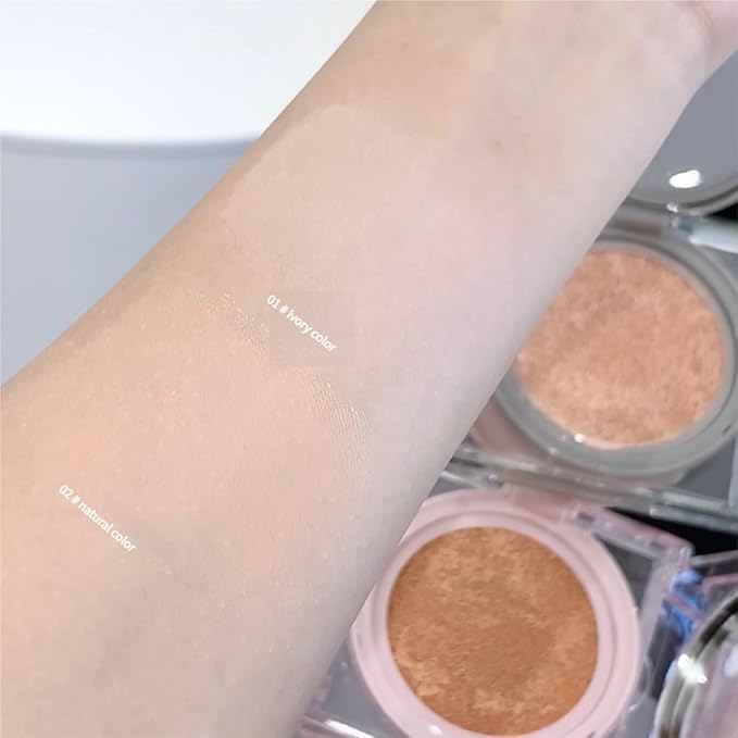Hydrating Cushion Foundation – Lightweight Moisture BB Cream, Natural Brightening, Buildable Coverage, Dewy Finish(02#)