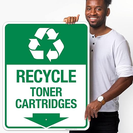 Recycle Toner Cartridges Sign, 24x30 Inches, Rust Free .063 Aluminum, Fade Resistant, Made in USA