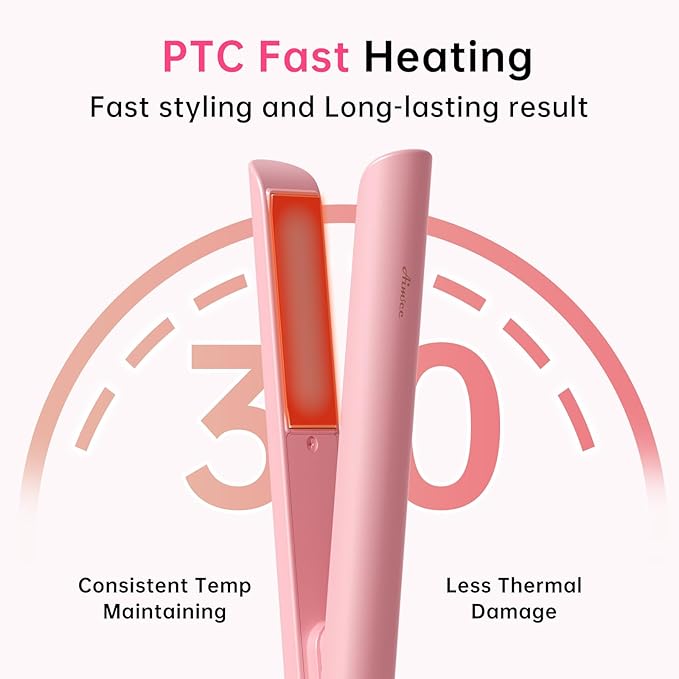 Mini Flat Iron 1 Inch Ceramic Mini Hair Straightener, Small Flat Irons for Short Hair, Curls Bangs, Dual Voltage for Travel,Dual Voltage for Worldwide Use(Pink)