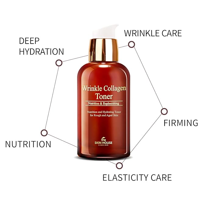 The Skin House Wrinkle Collagen Toner Wrinkle Firming Toner with Hydrolyzed Collagen | Boosts Elasticity & Moisture,Korean Skincare | 130ml / 4.39 fl.oz