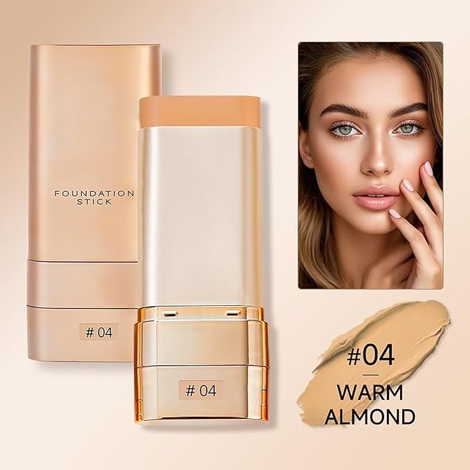 Luminous Dual-ended Concealer Foundation Stick, Korean Foundation Stick, 2-In-1 Contouring Foundation Full Coverage Cream Built-In, Flawless & Long-Lasting Dual-Ended Foundation Stick (#04)