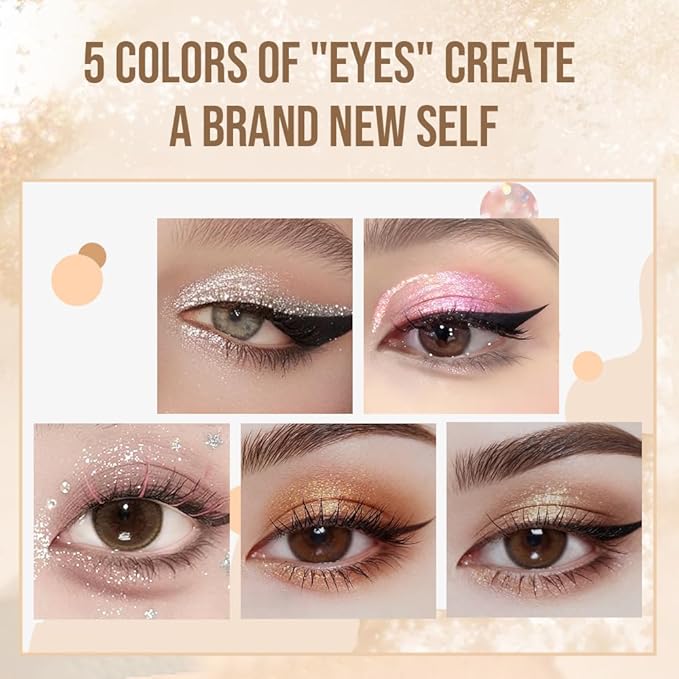 Liquid Glitter Eyeshadow Set, Korean Shimmer Eye Makeup, Waterproof Powder Formula, Quick-Drying, Long Lasting, 0.17 Oz (01#, 1PCS)