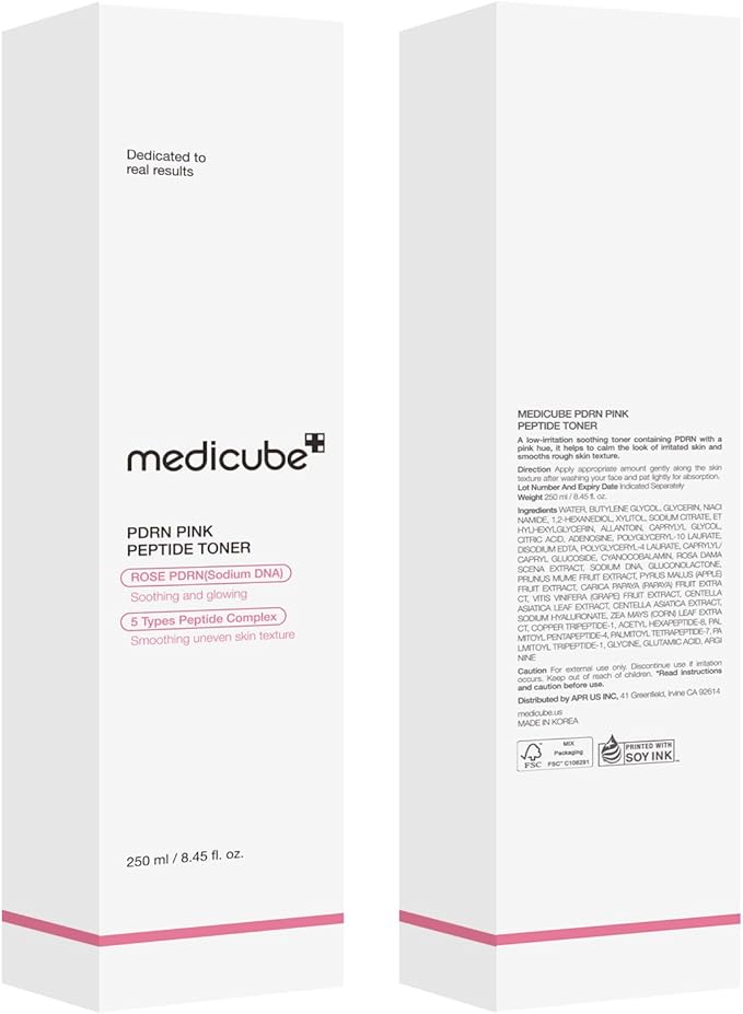 medicube PDRN Toner Rose PDRN Peptide Toner | Lightweight & Watery Type for Skin Boosting, Soothing and Calming, Uneven Skin Tone | with Rose, Peptide, Niacinamide | Korean Skincare, 8.45 fl.oz