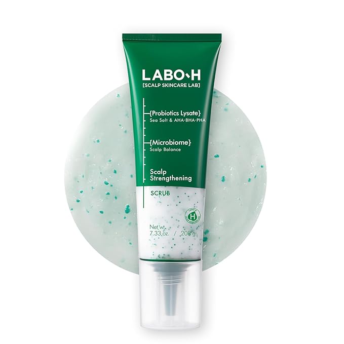 LABO.H Scalp Strengthening Scrub - Korean Calrifying Shampoo for Hair Growth & Anti-Loss | Vegan Treatment with Rosemary and Sea Salt, Gentle Exfoliator, & Thicker-Looking Hair 7.33 Fl oz.