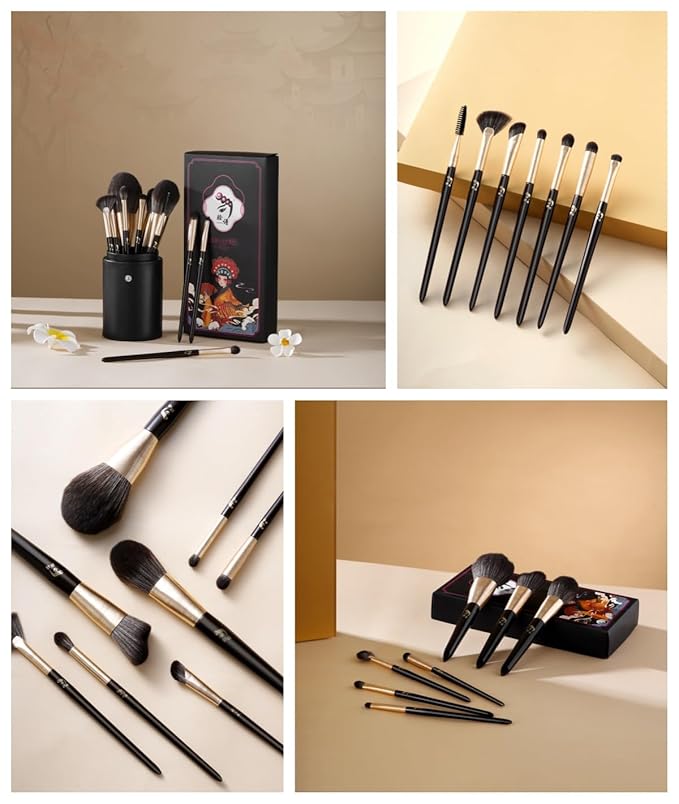 10pcs Makeup Brush Set with Dry Cleaning Box, Travel Bag & 2 Puffs - All-in-One Soft Synthetic Brushes for Beginners, Travel, Full Face & Eye Makeup Kit