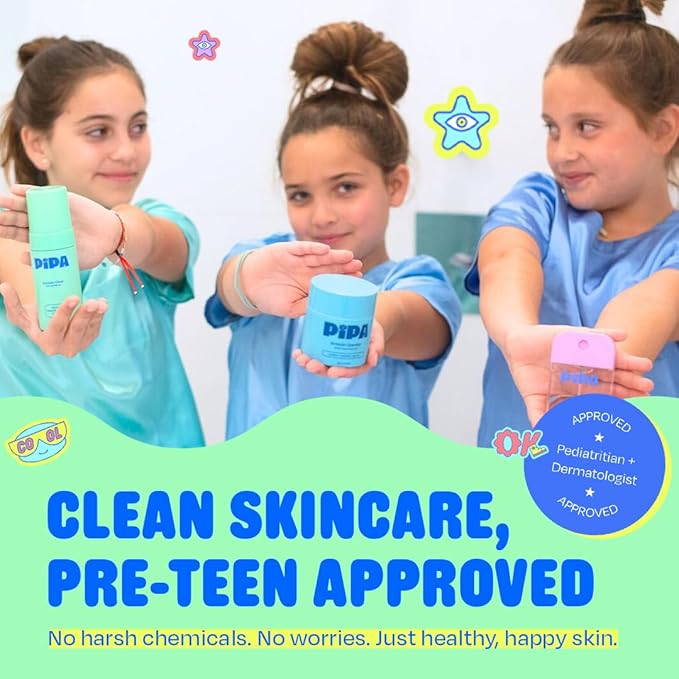 Pipa Skincare Squeaky Clean Foaming Cleanser 3.4 fl oz | Gentle Face Wash for Kids & Teens Ages 8 to 13 | Fragrance-Free, Dermatologist & Pediatrician Approved | Daily Hydrating Facial Cleanser