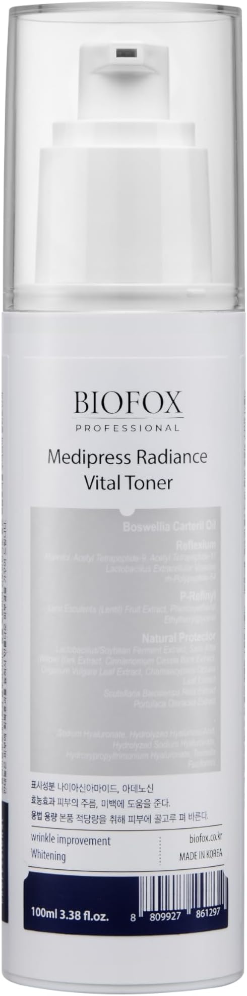 BIOFOX Medipress Radiance Vital Toner 100ml – pH 5.5 Boosting Toner with Peptides, Niacinamide & Hyaluronic Acid – Skin Balance & Hydration for All Skin Types