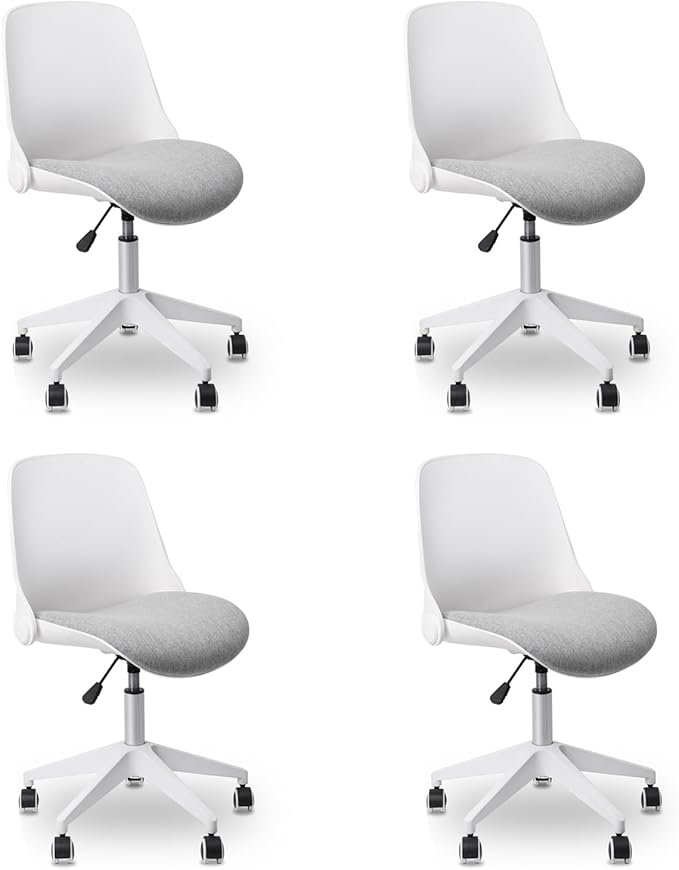 CLATINA Office Foldable Desk Chair with Wheels Adjustable Swivel Rolling Task Chair for Home Offiice Computer 4 Pack