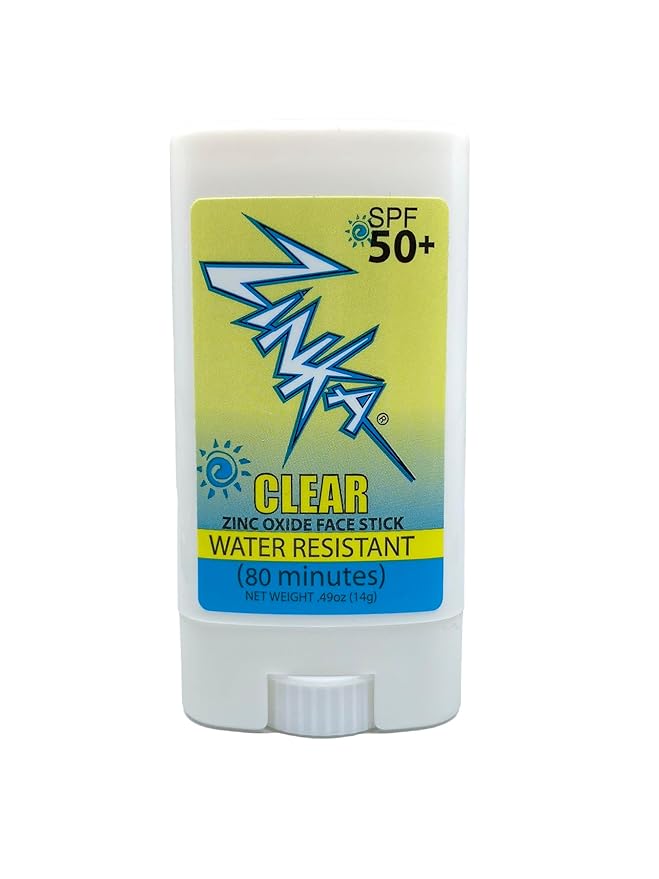 Zinka Clear Zinc Oxide Sunscreen Stick SPF 50, Travel-Friendly & Non-Greasy, Broad Spectrum UV Face Shield for Sensitive Skin, Water-Resistant (0.49 oz)