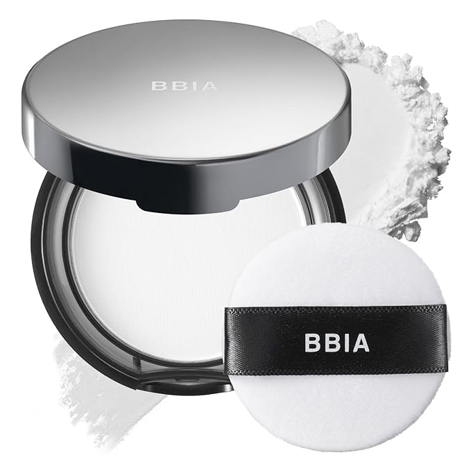BBIA EAU Powder Pact - 4 Colors, Pressed Powder Compact with Mirror and Puff, Makeup Setting Finishing Blurring, Sebum & Oil Control, Natural Korean Face Makeup (01 PURE WHITE, Pack of 1)
