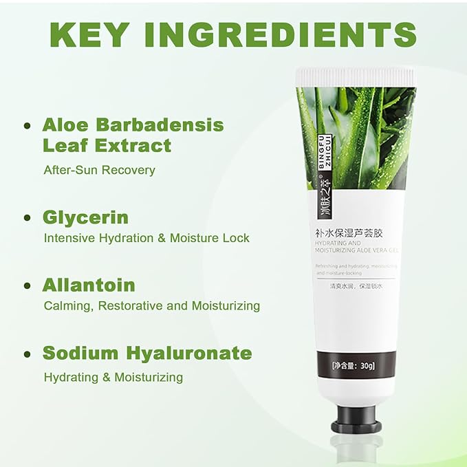 Travel Size Aloe Vera Gel for Face, Hair & Skin - 99% Pure Aloe Vera Gel for Sunburn Relief, After Sun Skin Care Relief, Bulk Soothing Hydrating Aloe Gel for All Skin Types, 30g x 30 Pack
