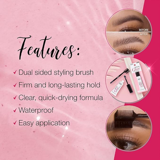 Ardell Brow Glue Clear – Strong Hold Clear Eyebrow Gel for Lamination Lift, Long-Lasting Brow Gel Styler for Shaping & Setting Brows, 0.35 oz