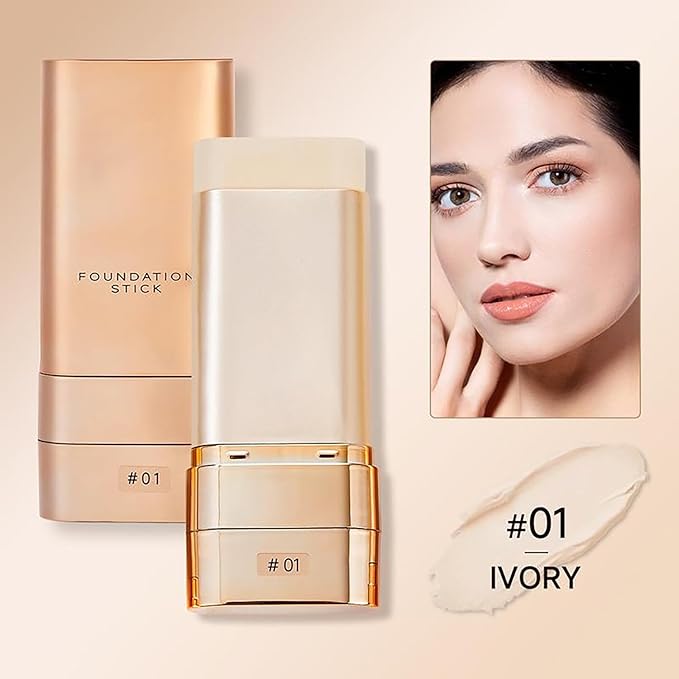Luminous Dual-ended Concealer Foundation Stick, Korean Foundation Stick, 2-In-1 Contouring Foundation Full Coverage Cream Built-In, Flawless & Long-Lasting Dual-Ended Foundation Stick (#01)