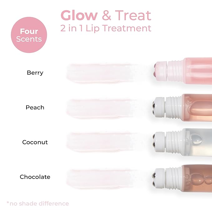 MCoBeauty Glow and Treat 2-in-1 Lip Treatment Peach - Tinted Lip Oil with Squalane Roller Ball Applicator - Glossy Moisturizing Lip Balm Gloss for Dry Lips - Vegan Cruelty Free Lip Care - 10ml