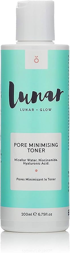 Pore Minimizing Toner by Lunar Glow, containing Niacinamide & Hyaluronic Acid 6.8 Fl Oz / 200ml