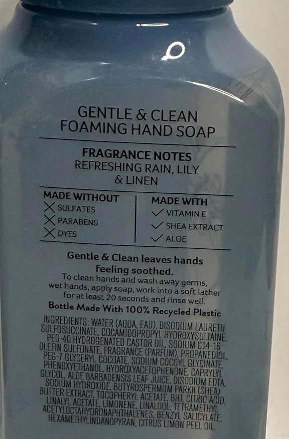Bath and Body Works Fresh Rainfall & Linen Gentle & Clean Foaming Hand Soap Pack of 2