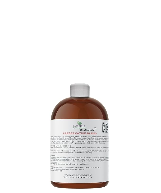 Dr Joe Lab Cosmetic Preservative Blend Dehydroacetic Acid & Benzyl Alcohol - DIY Skin Care Lotion Making Cream Makeup Remover Oil-In-Water Butter Moisturizer Wash Conditioner Gels Formulas (4 oz)
