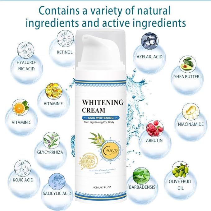 Skin Whitening Cream Bleaching Cream for Body Intimate Area, Private Parts, Underarm, Knees, Elbows, Inner Thigh, Bikini Areas, Bikini Line, Lightening Dark Spot Remover For Intimate Part (1.7FL OZ)