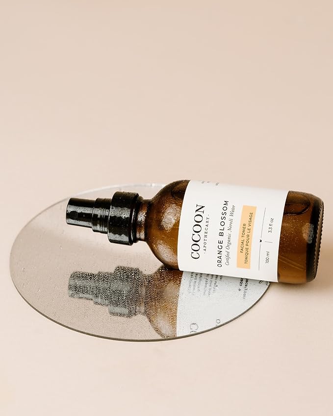 COCOON APOTHECARY Orange Blossom Facial Toner, Ecocert Cosmos Organic, Balance Oil Levels, Oily/Combination Skin, Calm + Cool, Orange Blossom (Neroli) Water, 3.3 fl oz