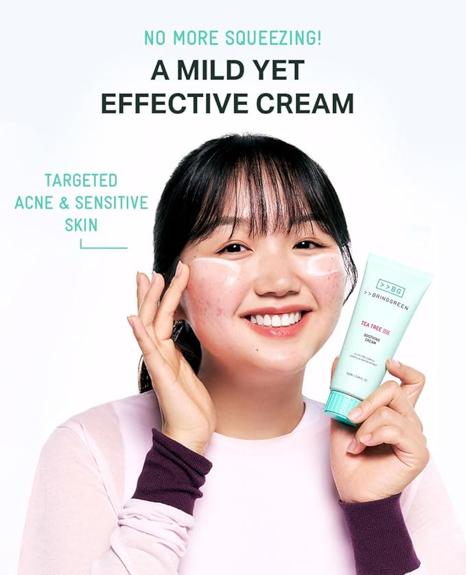 BRING GREEN Tea Tree Cica Soothing Cream Plus 100ml Korean Skin care, calming and soothing, moisturizer for skin, facial cream, trouble care, Blackhead Removing Pore care (Pack of 1)
