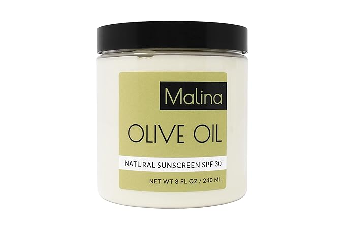 Malina™ Organic Olive Oil Natural Sunscreen | SPF 30+ | Nontoxic | Baby-Safe | Reef-Safe | No Preservatives | No Synthetic Fragrance (8 Fl Oz)