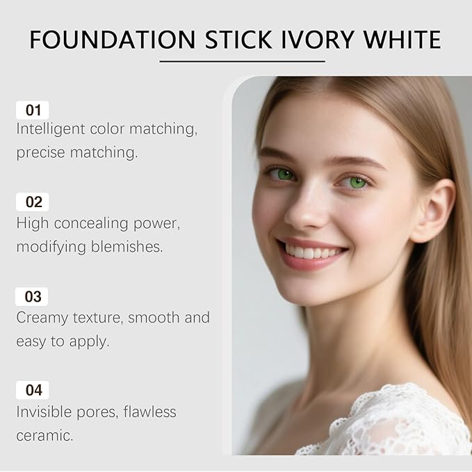 Tryskintle Color Changing Foundation Stick, 2 in 1 Foundation Stick with Brush, Korean Dual-Ended Full Coverage Foundation with Fine Bristle Brush, Lightweight, Long-Lasting (Natural)