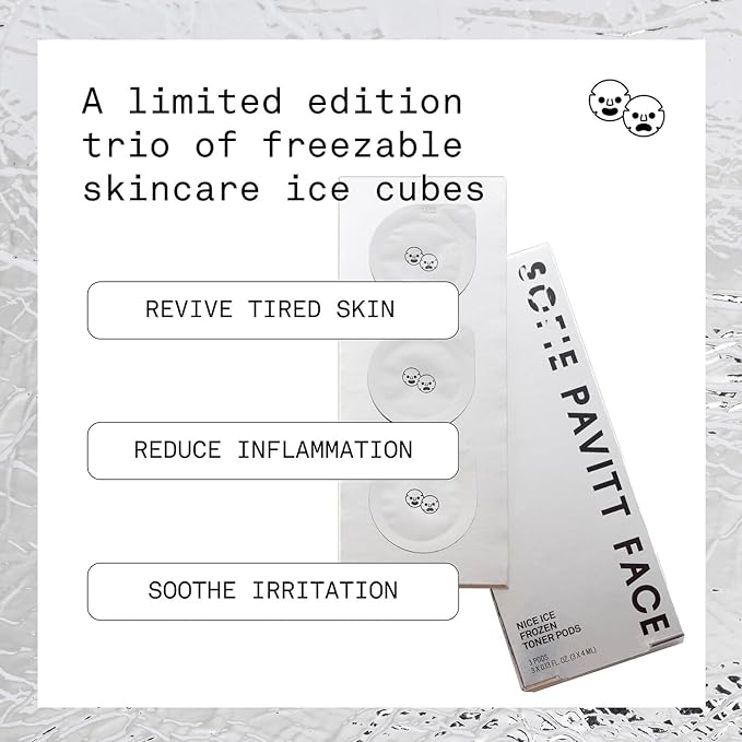 Pavitt Face Nice Ice Frozen Toner Pods, Cryo Treatment with Niacinamide and Green Tea, Reduces Puffiness - 3 Count | Limited Edition