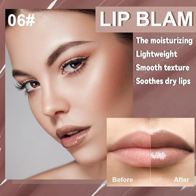 Summer Lip Butter Lip Balm Glow Reviver Lip Gloss, Melting Lip Serum, Ultra-Hydrating Natural Vegan Lip Balm, Sheer-Tinted Shine & Hydration, Soothes & Softens Dry Lips (Nude Brown)