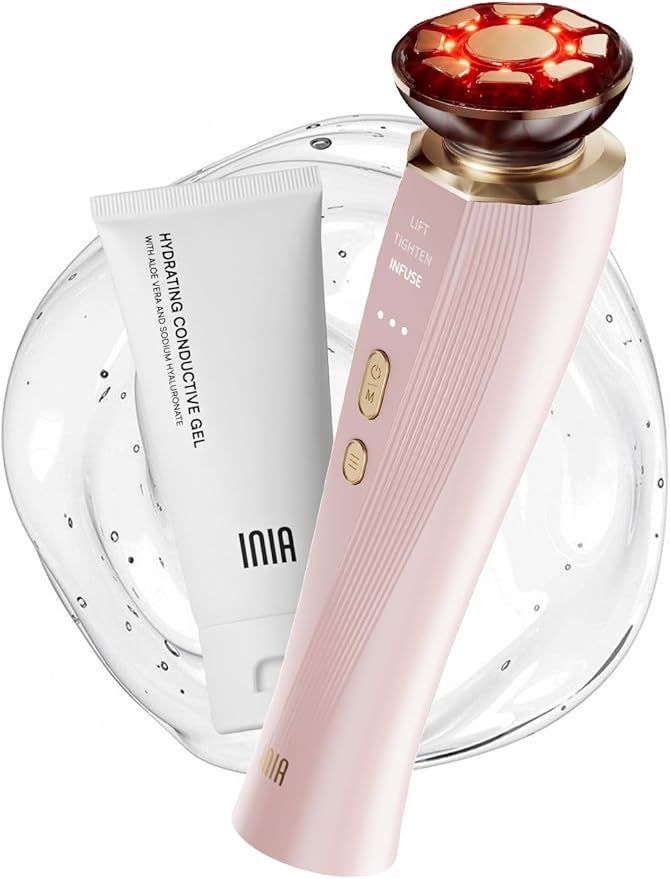 INIA 3-in-1 Red Light Therapy for Face and Neck Beauty Device for Puffiness & Skin Firming Skincare Tool