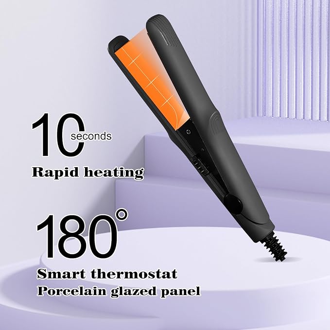 Dual Purpose Curling Wand and Straightener for Women and Girls, Long-Lasting Portable Hair Styler for All Hair Types (Green)