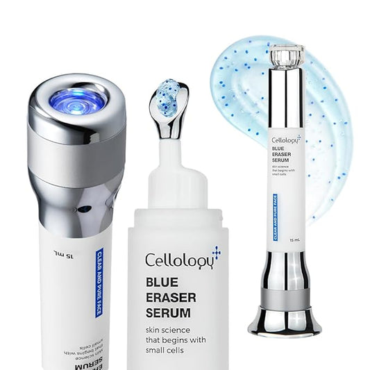 Blue Eraser Serum with Cooling LED Applicator, Tea Tree Calming Serum for Oily Skin & Sensitive Skin, Korean Skincare 0.50 fl oz